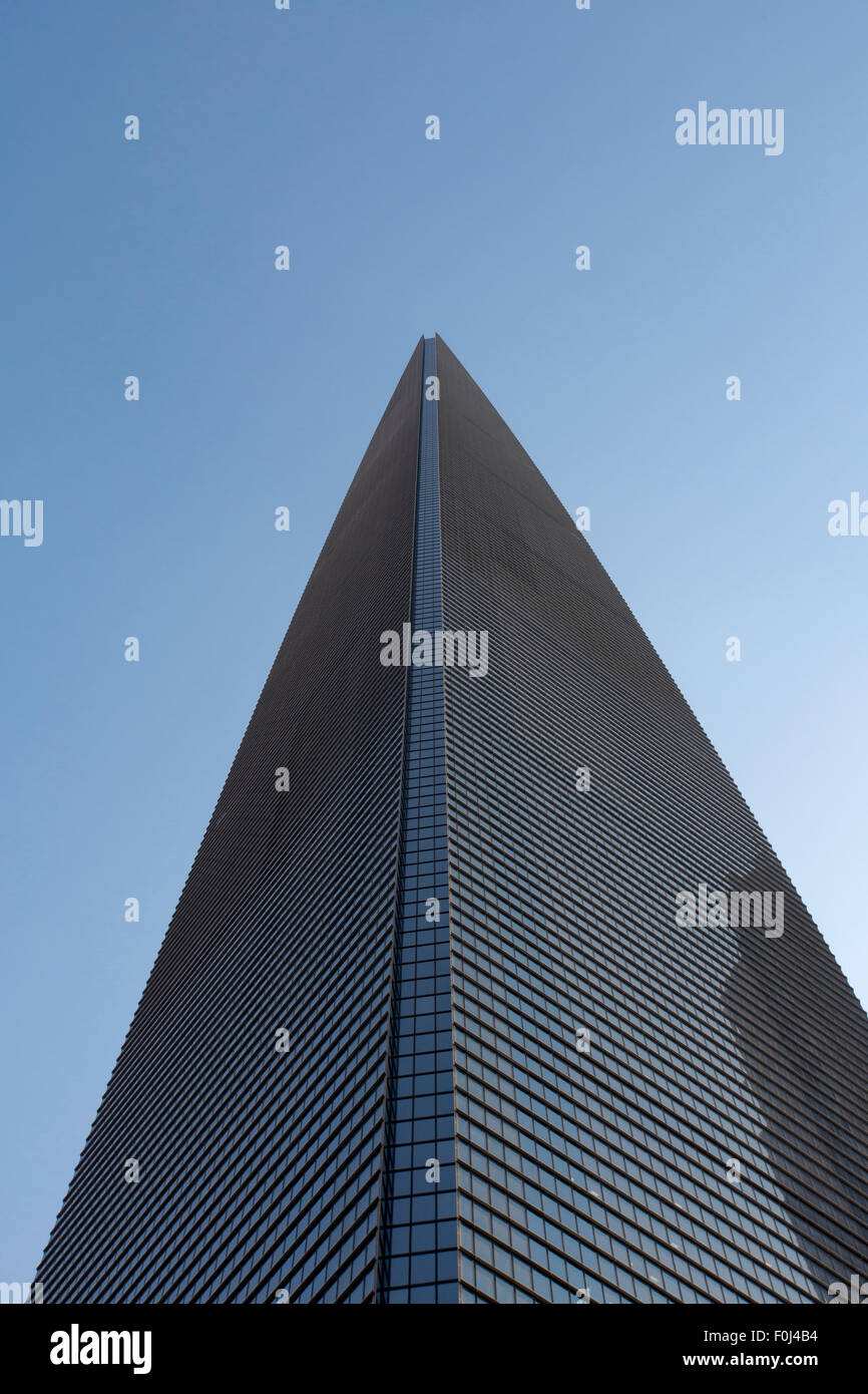 Gros plan de l'World Financial Center de Shanghai (SWFC). Il utilisé pour être le plus haut bâtiment du monde à 520 m au-dessus de la mer. Banque D'Images