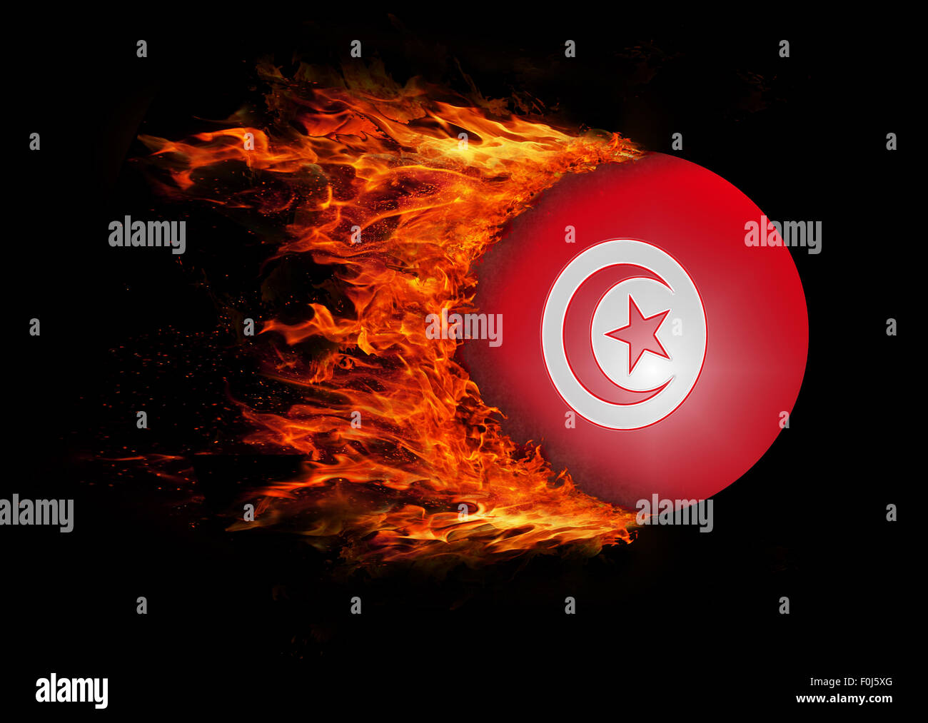 Notion de vitesse - drapeau avec une traînée de feu - Tunisie Banque D'Images