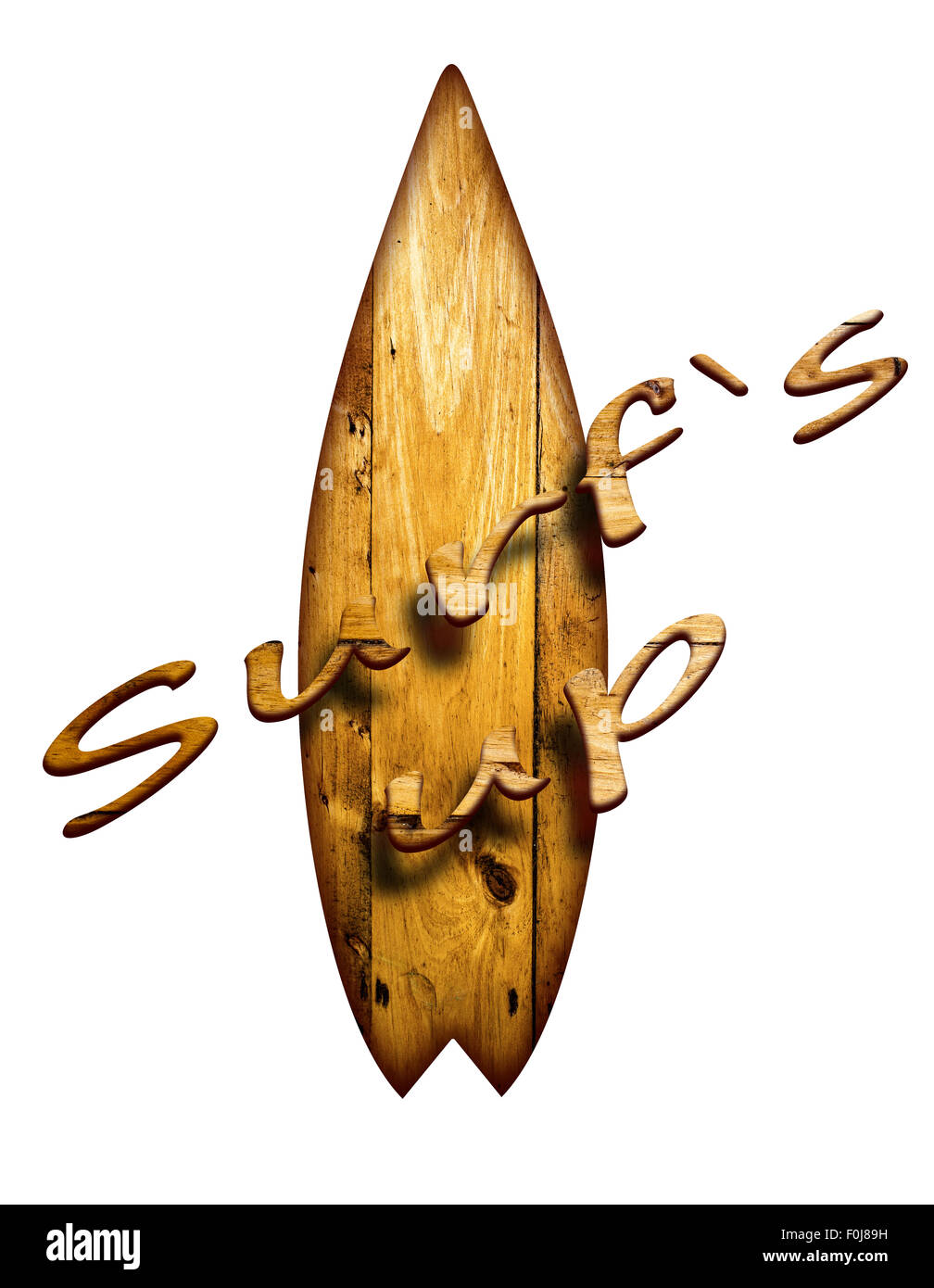 Retro 60's isolés de surf sur un fond blanc. Banque D'Images