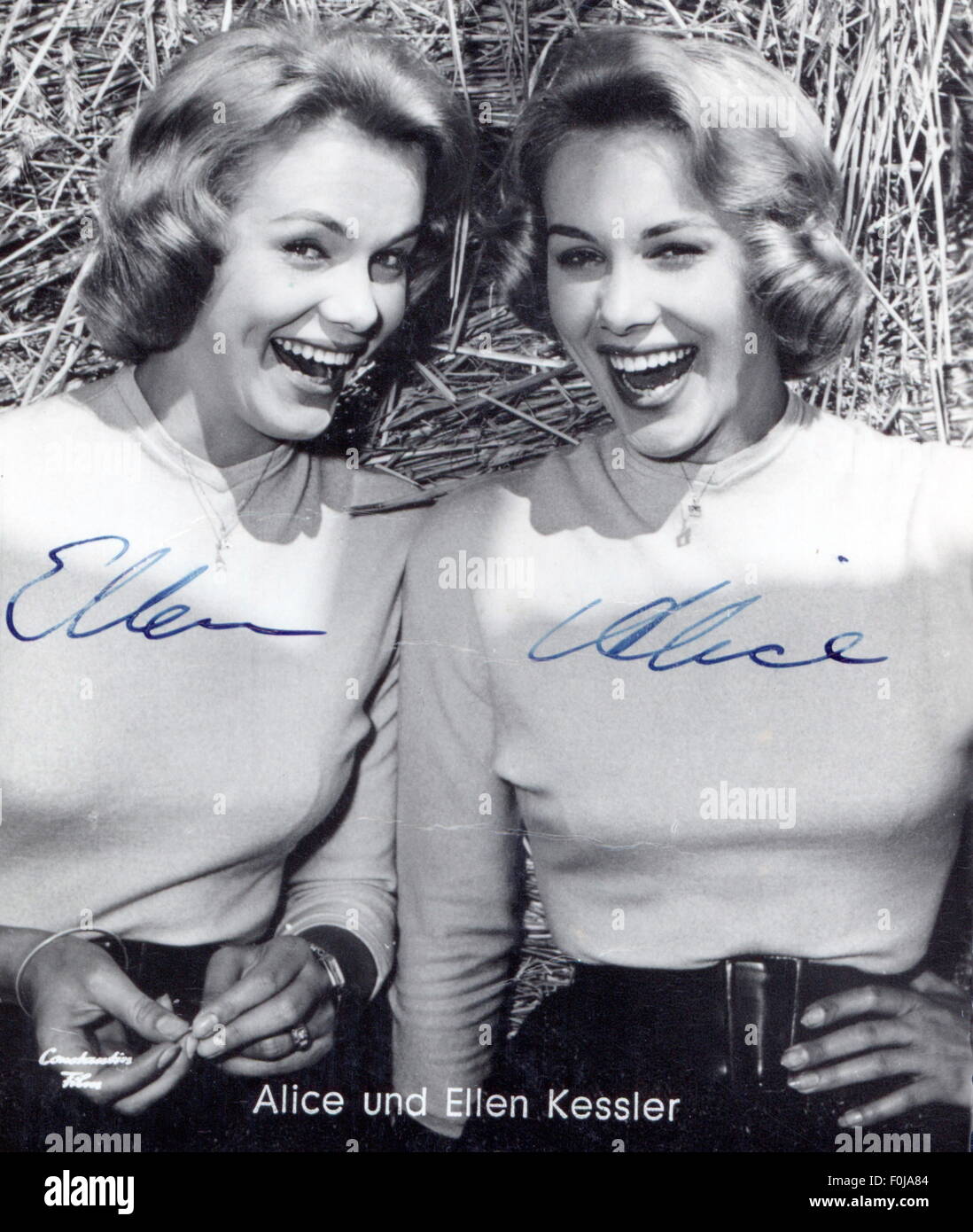 Kessler, Alice et Ellen, * 20.8.1936, danseurs et actrices allemands, demi-longueur, carte postale autographe, années 1960, Banque D'Images