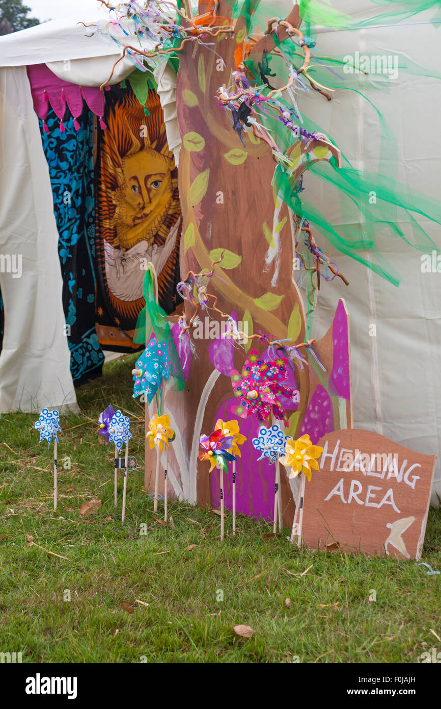 Zone de guérison à la nouvelle forêt conte Festival, Burley, Hampshire, Royaume-Uni en août Banque D'Images
