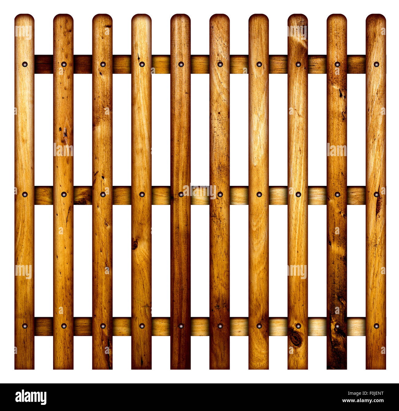 Clôture en bois sur un fond blanc. Banque D'Images