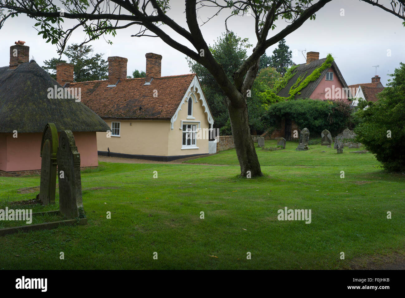 Thaxted Alms Maisons, Thaxted Cimetière,Thaxted Essex, Angleterre. Août 2015 Banque D'Images