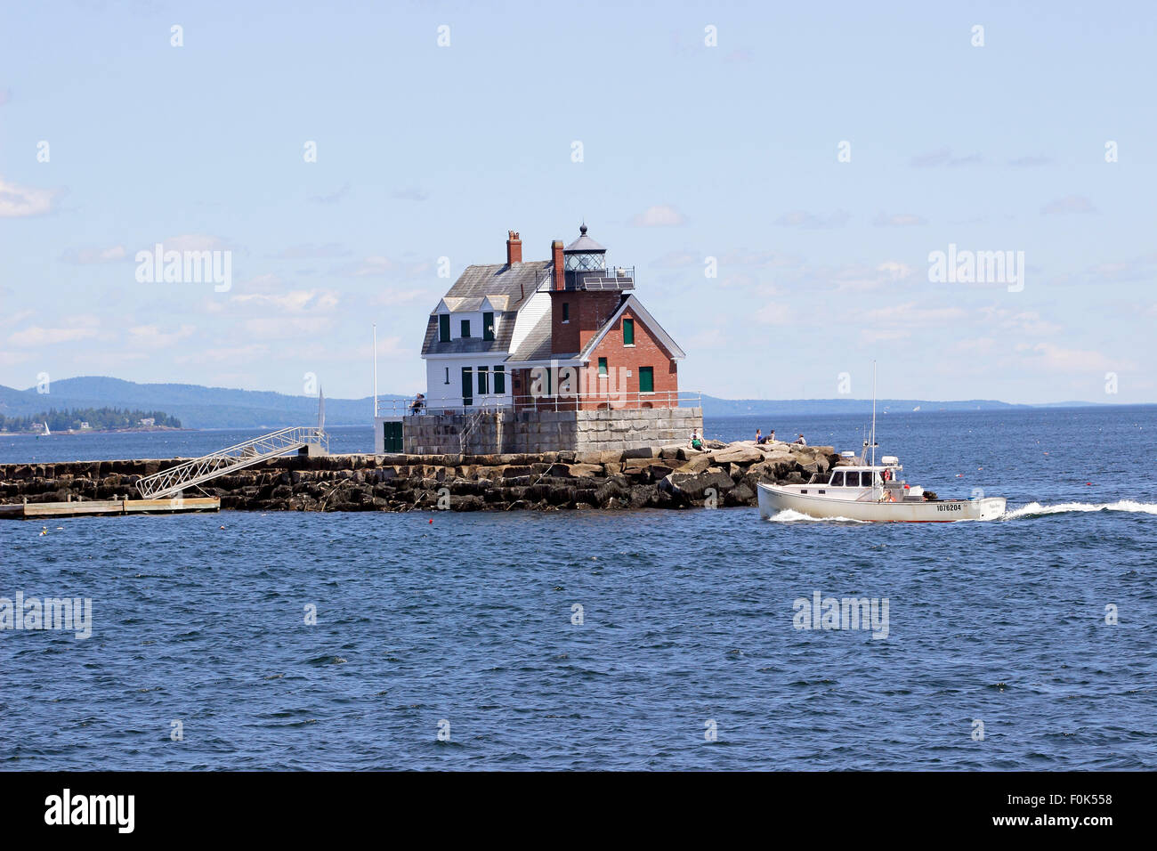 Rockland Rockland Breakwater Lighthouse Harbor Maine Nouvelle Angleterre USA Banque D'Images