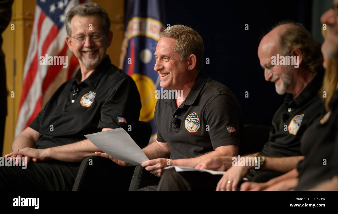Alan Stern, New Horizons chercheur principal au Southwest Research Institute (SWRI) à Boulder, Colorado est vu lors d'une mise à jour scientifique de nouveaux horizons où de nouvelles images et les derniers résultats de la science historique du vaisseau spatial vol le 14 juillet à travers le système de Pluton ont été discutés, le vendredi 24 juillet 2015 au siège de la NASA à Washington. Banque D'Images