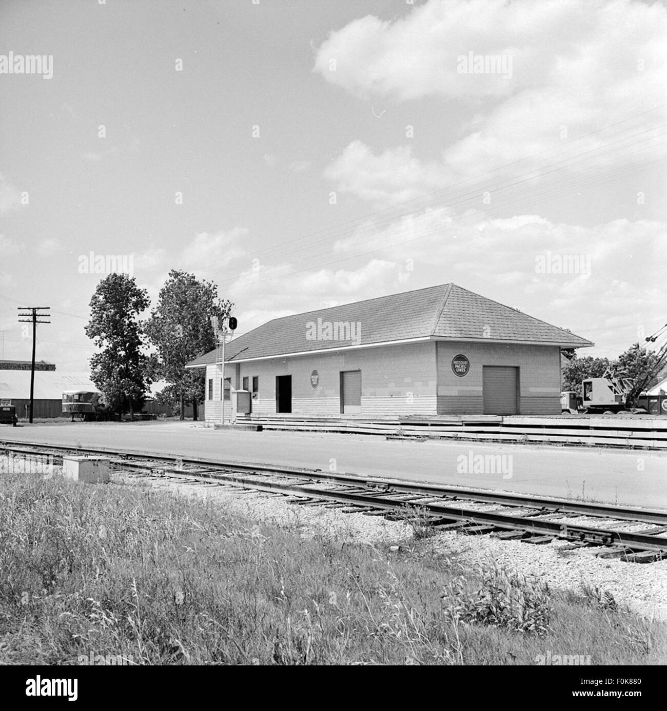 Titre : [Missouri Pacific Railroad Station, Texas, Navasota] Banque D'Images