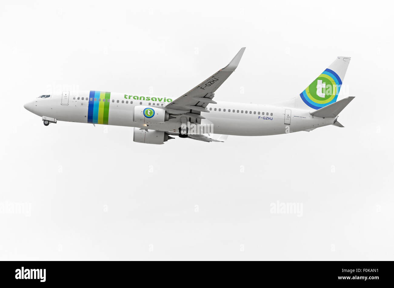 -Avions Boeing 737-86J-, -d- Transavia France, la compagnie aérienne est de décoller de l'aéroport- -Adolfo Suarez. Banque D'Images