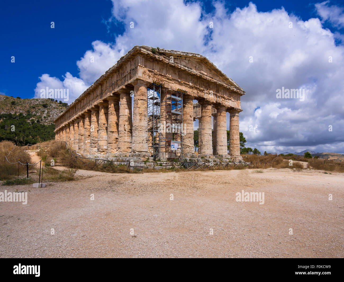 Italie, Sicile, Catafalmi, Temple complexe de l'Elymians de Segesta Banque D'Images