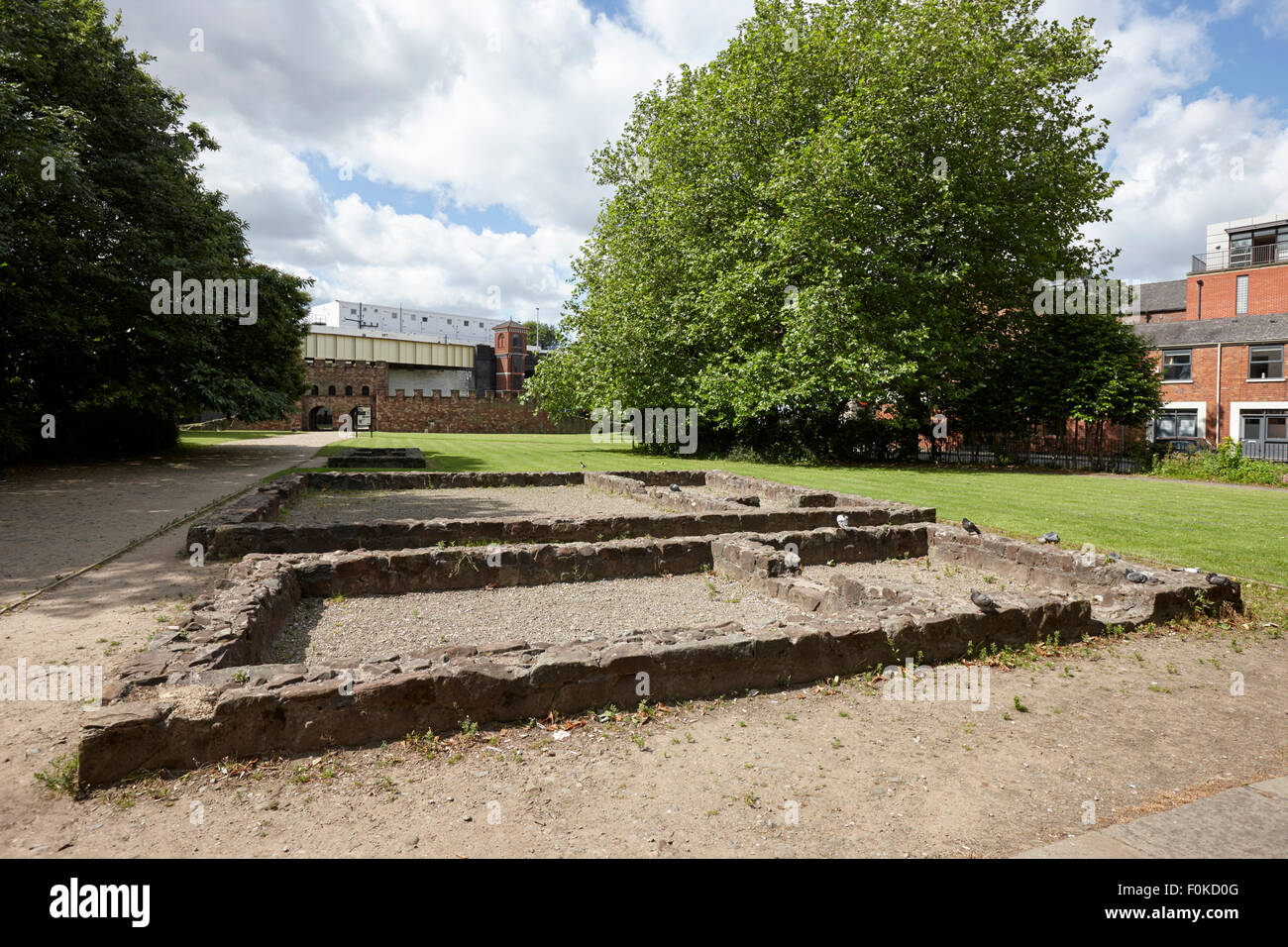 Vestiges de l'ancien fort Romain mamucium dans le castlefield Manchester England UK Banque D'Images