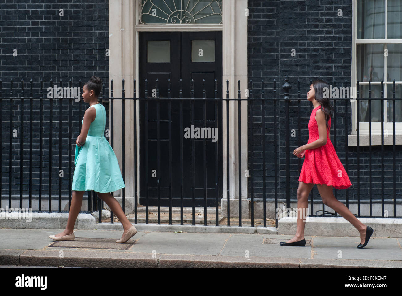 Michelle Obama visites David et Samantha Cameron in London's Downing Street. Comprend : Malia Obama, Sasha Obama Où : London, Royaume-Uni Quand : 16 Juin 2015 Banque D'Images