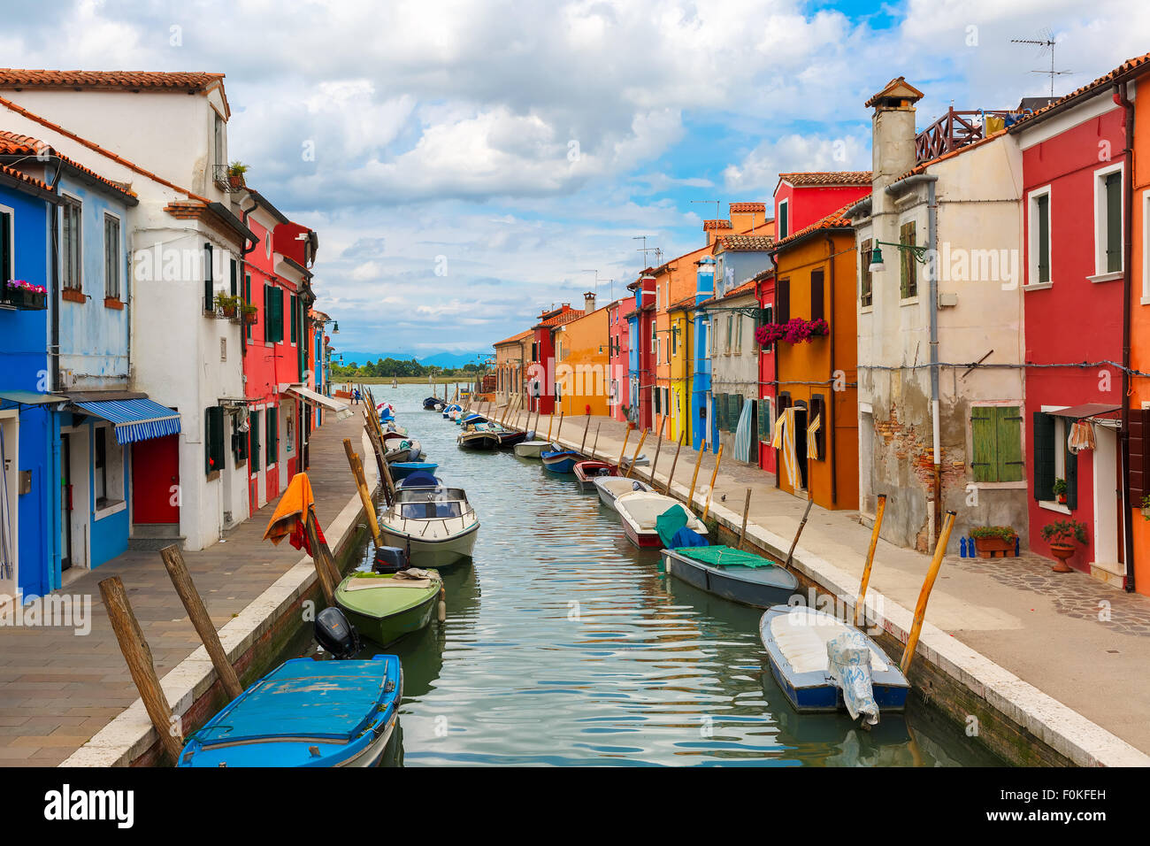 Maisons colorées sur la Burano, Venise, Italie Banque D'Images