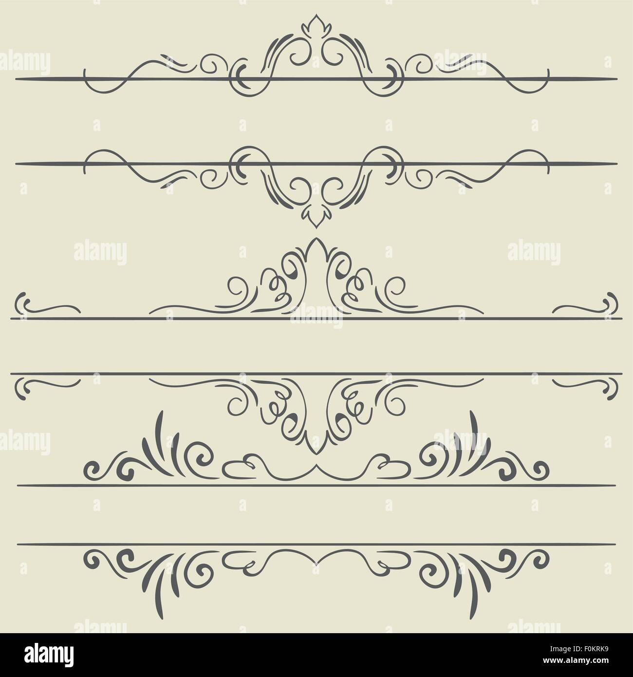 Vector set. Les cadres et les frontières. Dessin à la main Illustration de Vecteur