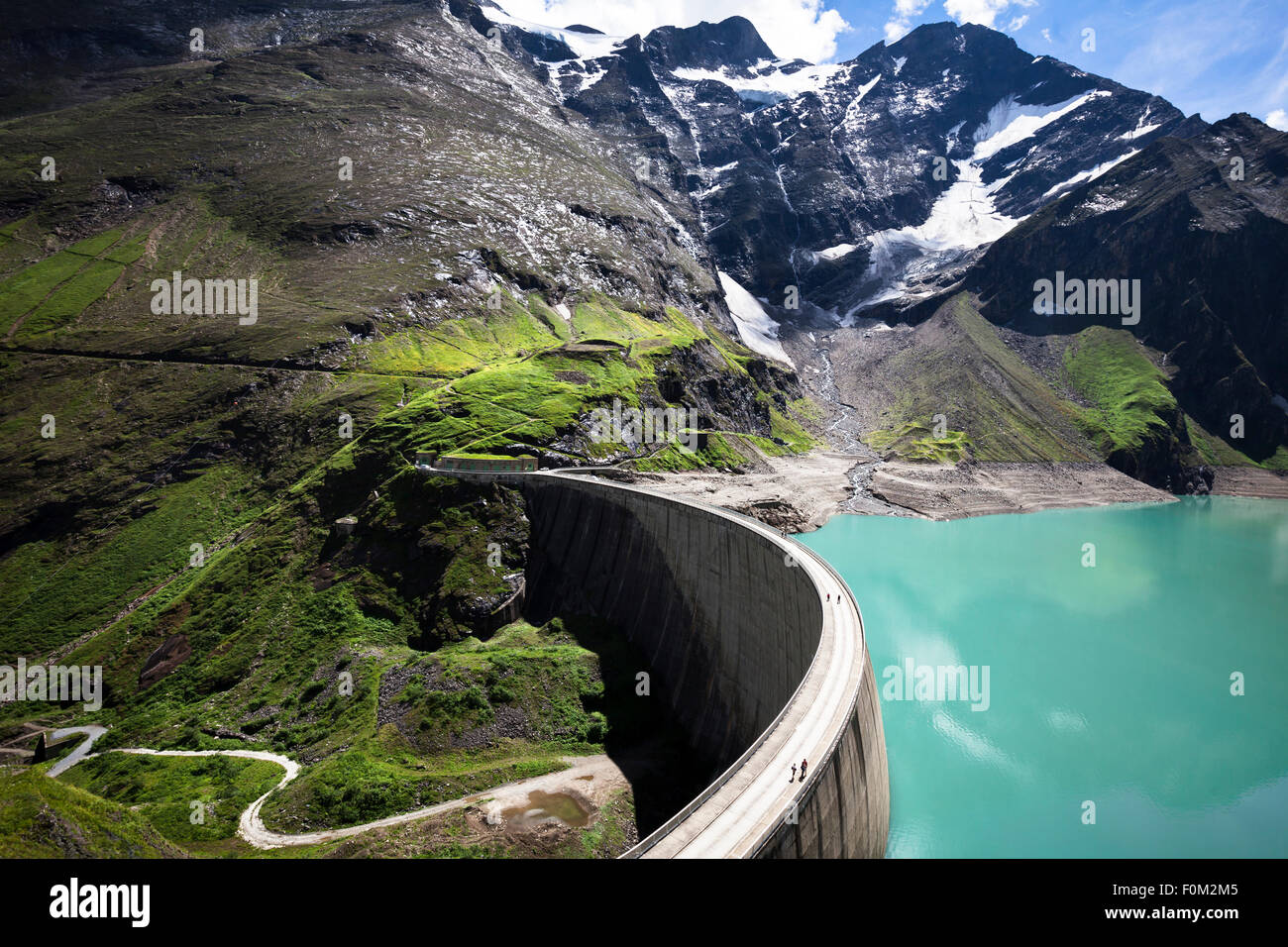 Réservoir de Mooserboden avec barrage Mooser, Kaprun, Autriche Banque D'Images