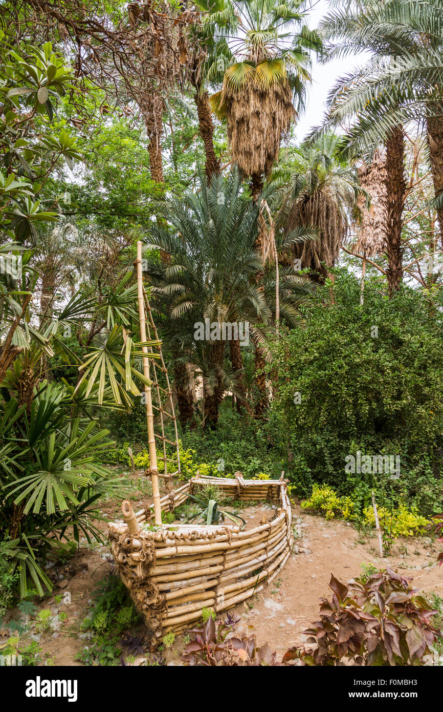 Voile fait de bambou, jardin botanique d'Assouan, Kitchener's Island, Assouan, Egypte Banque D'Images