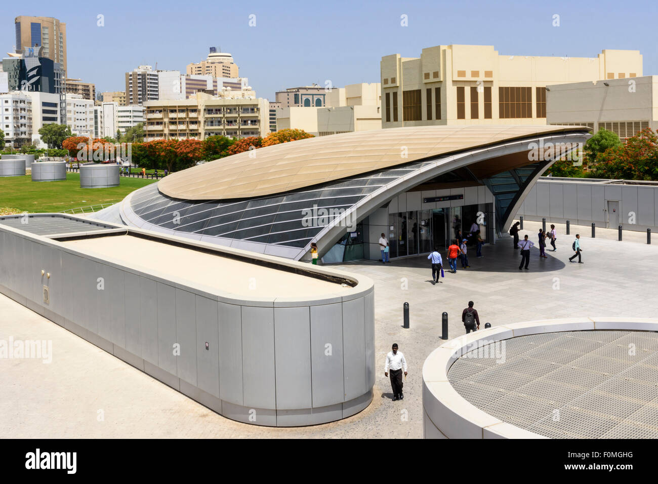 Comme l'entrée de la station Union Pearl, Deira, DUBAÏ, ÉMIRATS ARABES UNIS Banque D'Images