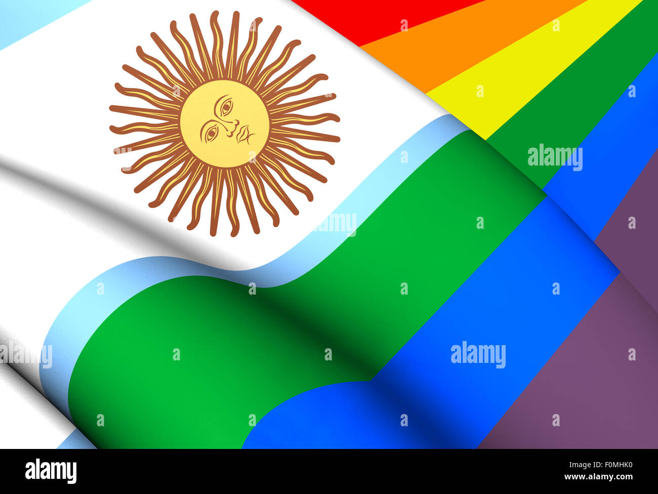 L'Argentine drapeau gay. Close Up. Banque D'Images