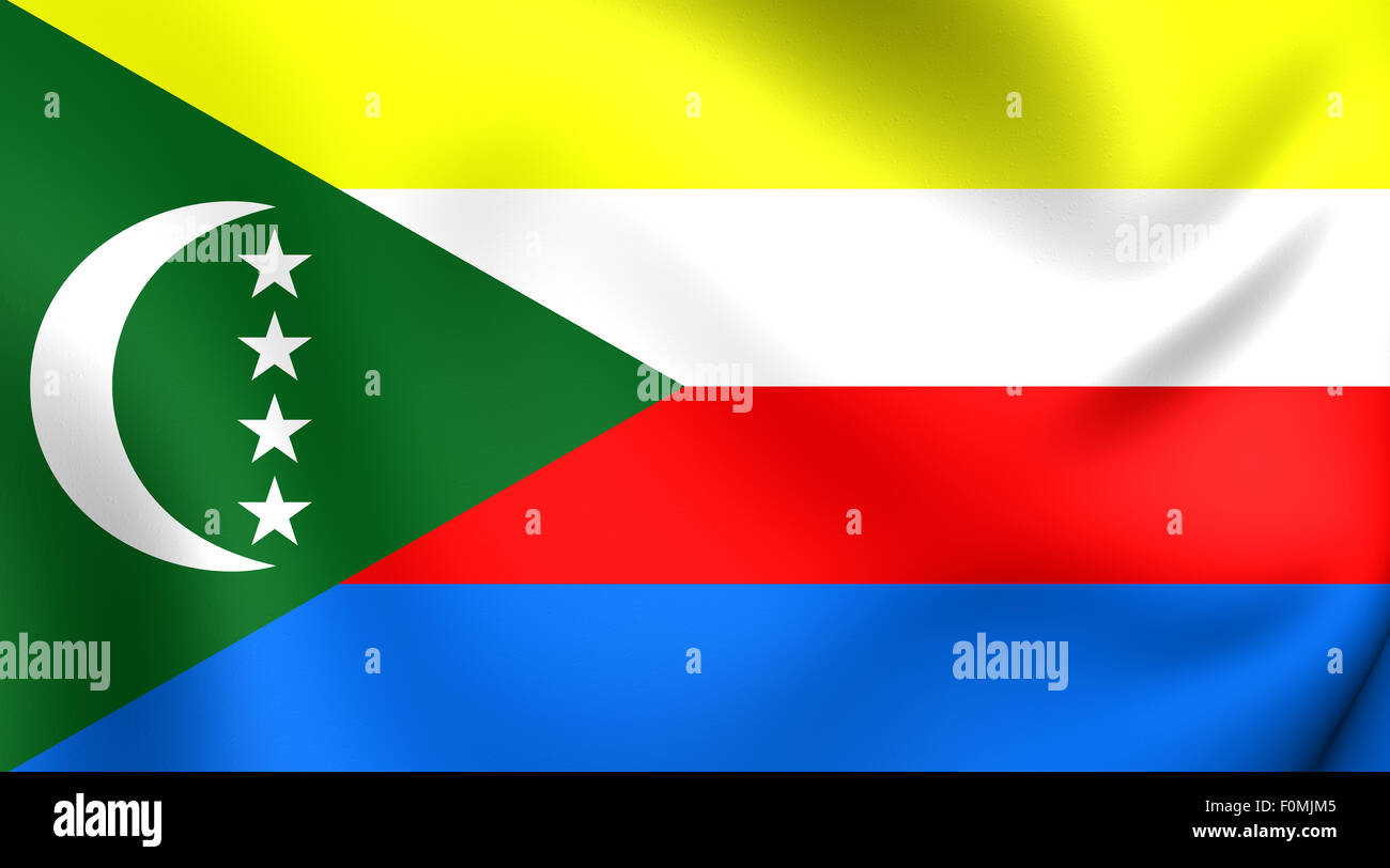 Pavillon 3D des Comores. Close Up. Banque D'Images