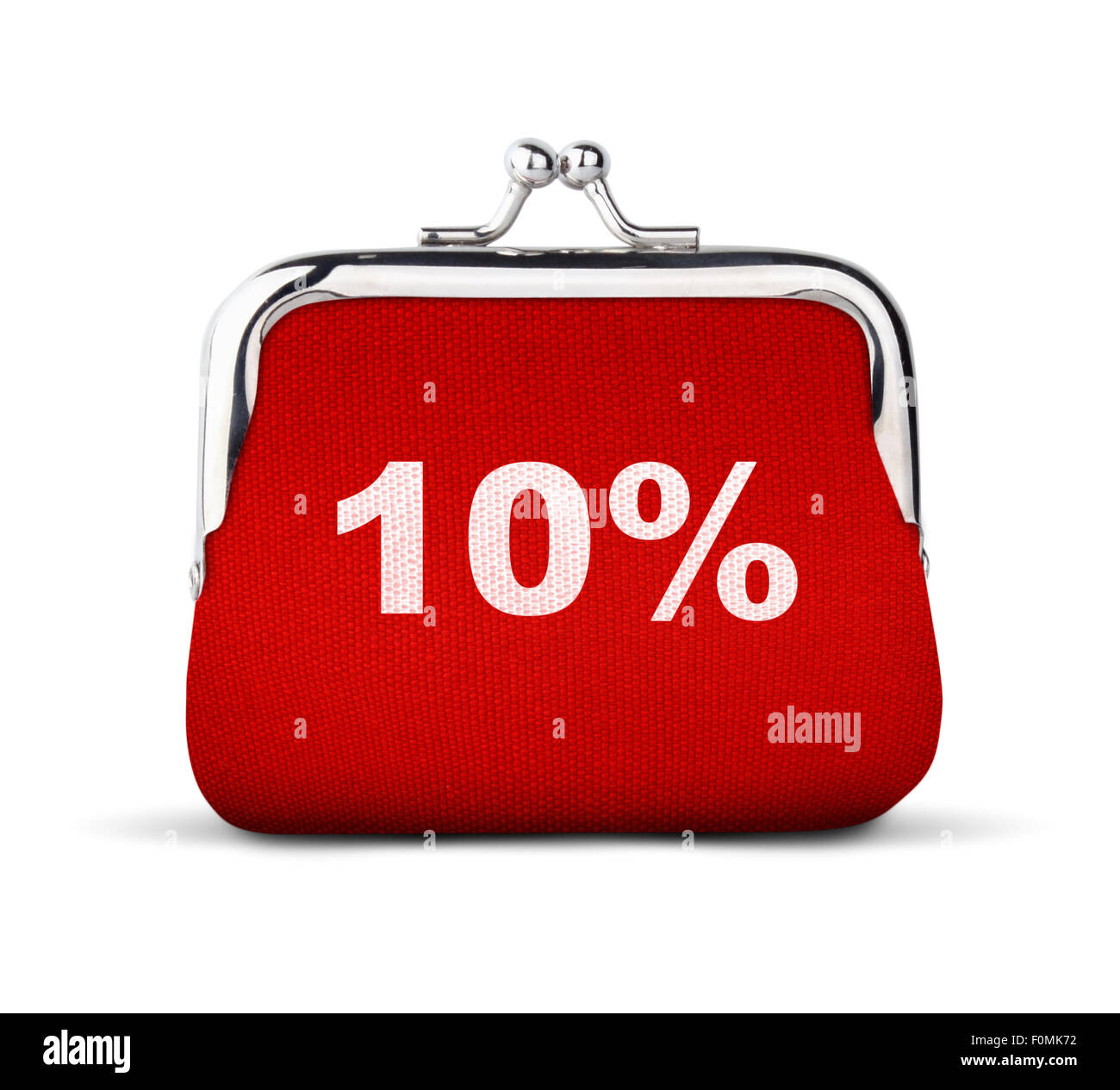 Sac à main, portefeuille avec nouveau numéro 10 % isolé sur blanc, vendre le concept Banque D'Images