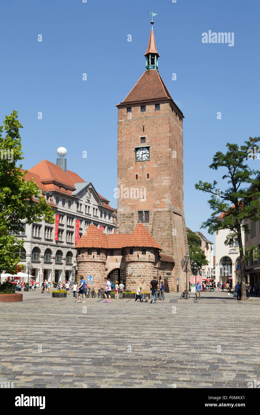 Weisser Turm Tour Blanche, Nuremberg, Bavière, Allemagne Banque D'Images