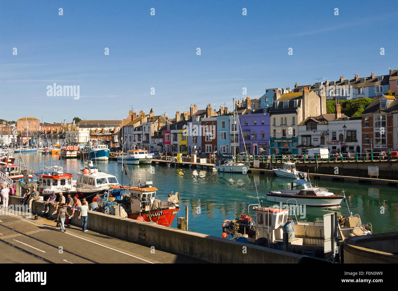 Street view horizontale de Weymouth, Dorset. Banque D'Images