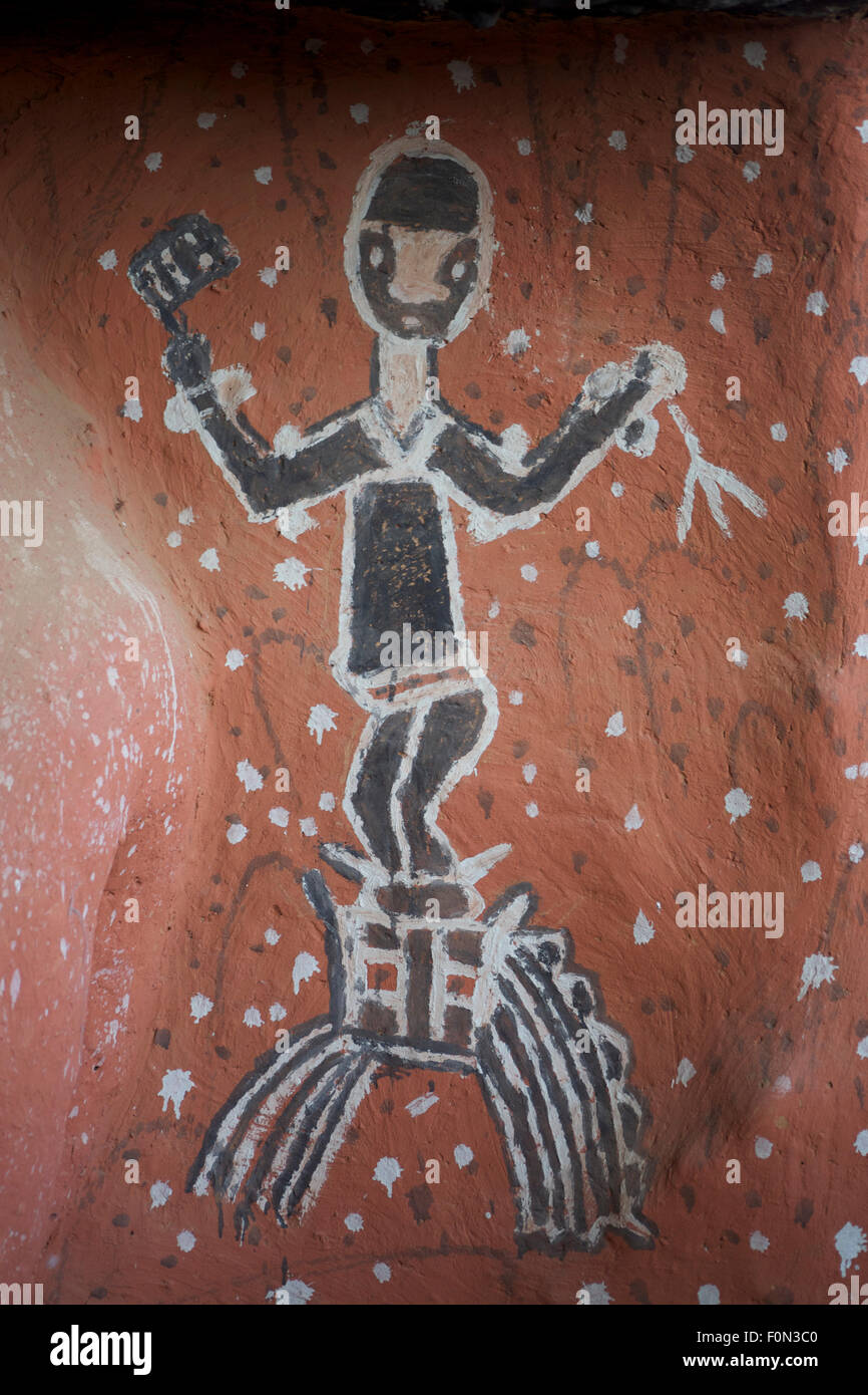 Peinture africaine trouve dans la falaise de Bandiagara au Mali Banque D'Images