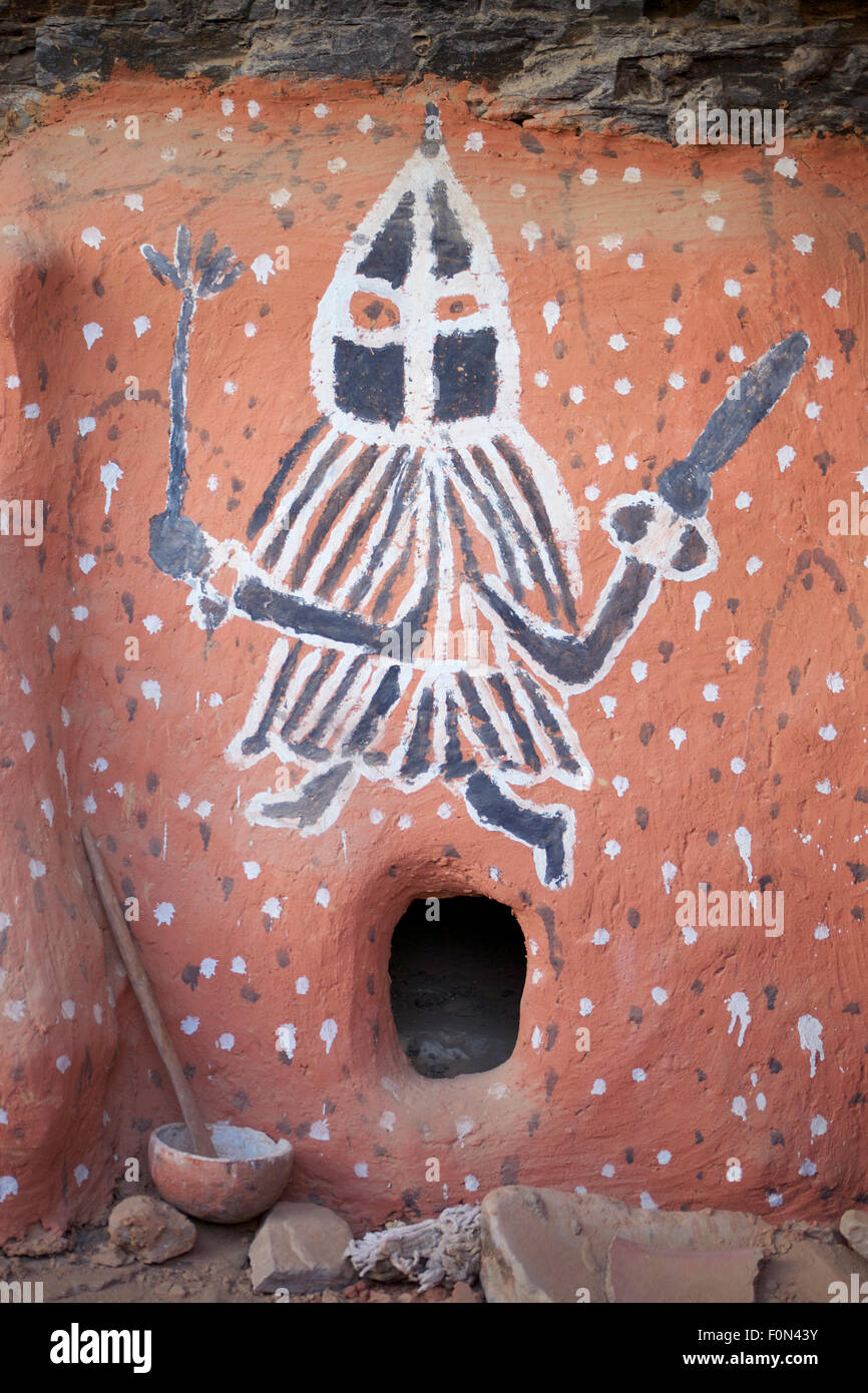 Peinture africaine trouve dans la falaise de Bandiagara. Banque D'Images