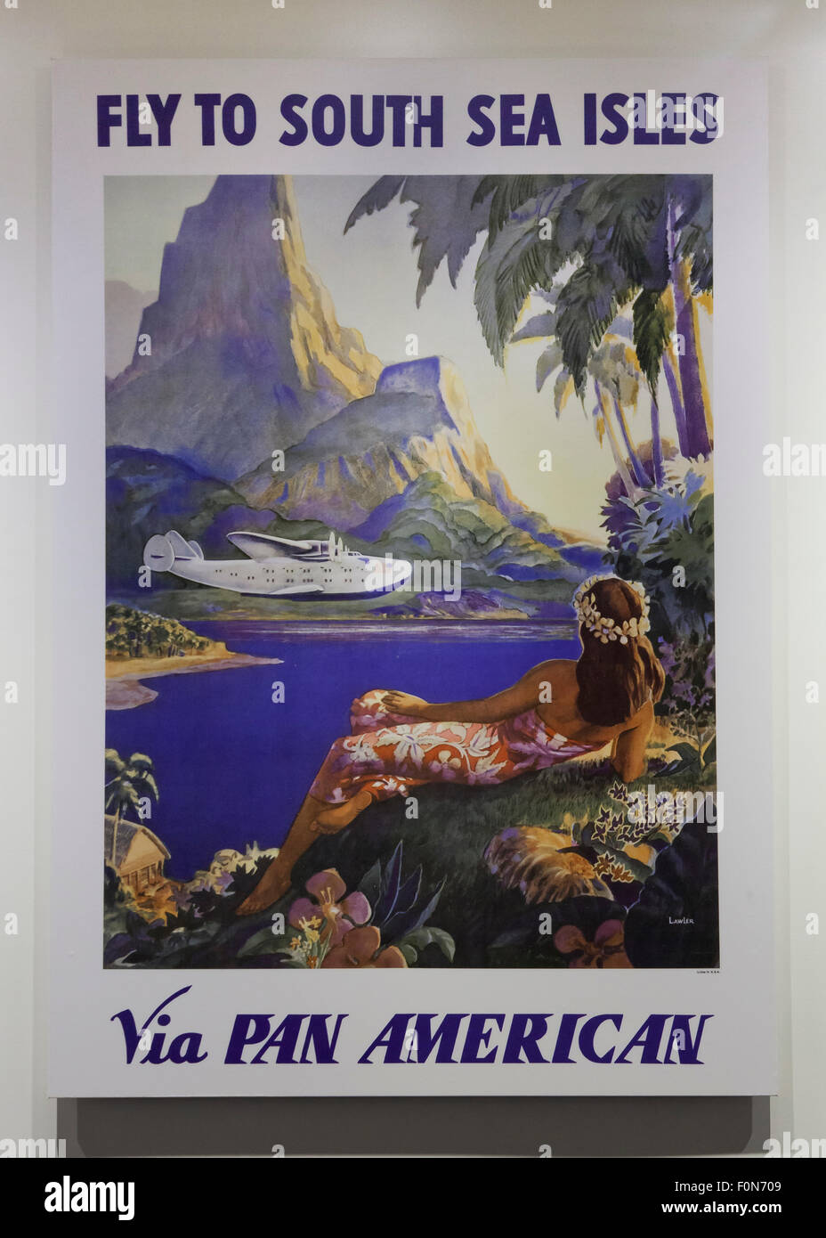 Vintage Pan American Airways Wold poster publicitaire, vers 1930 Banque D'Images