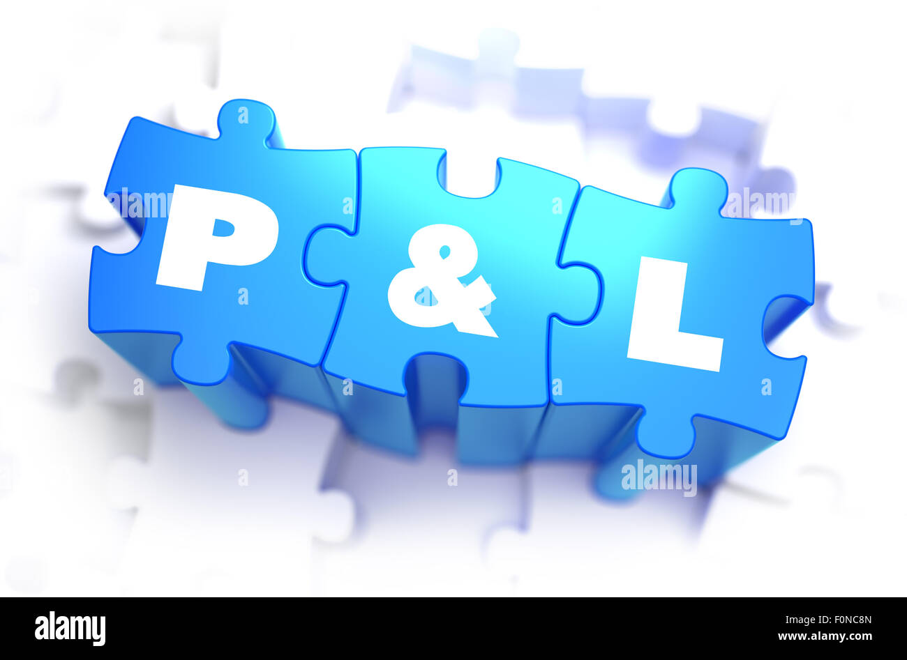 Compte de pertes et profits - texte blanc sur bleu puzzles. Banque D'Images