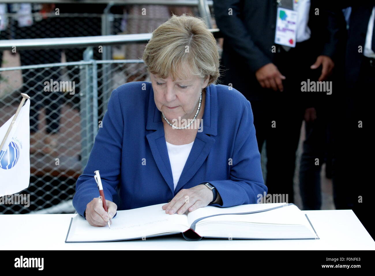 La chancelière allemande Angela Merkel visites Expo 2015 . Milan. L'Italie. 17/08/2015 Banque D'Images