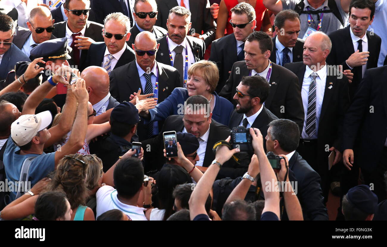 La chancelière allemande Angela Merkel visites Expo 2015 . Milan. L'Italie. 17/08/2015 Banque D'Images