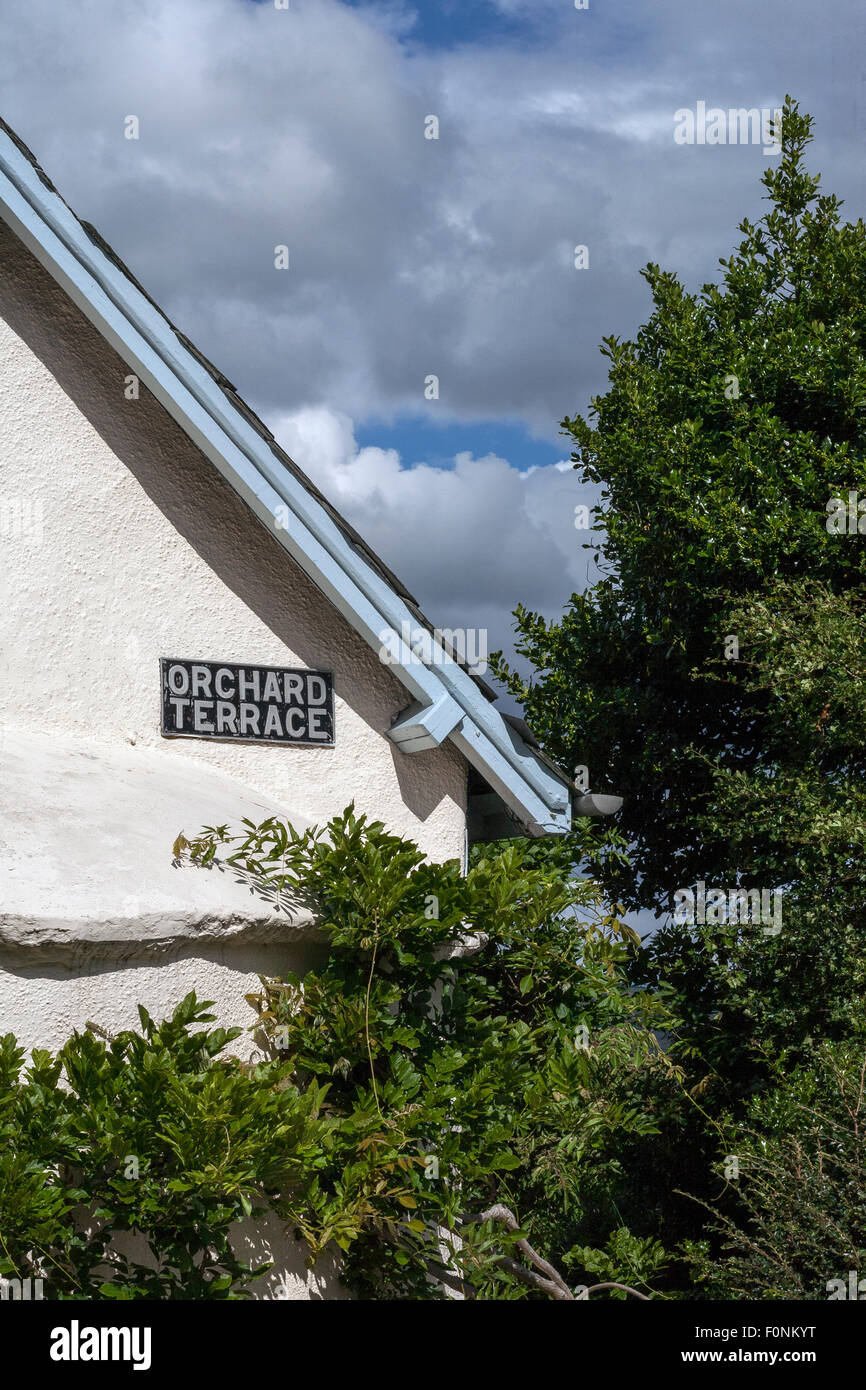 Orchard square Chagford,terrasse,ville de chagford devon,,parc national de Dartmoor, Banque D'Images