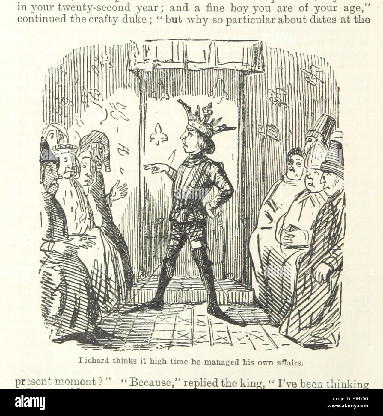 Image de la page 218 de '[The Comic History of England]' de John Leech, un récit satirique de l'histoire anglaise avec 20 gravures colorées et 200 gravures sur bois, offrant une perspective humoristique et visuelle sur les événements historiques en Angleterre. Banque D'Images