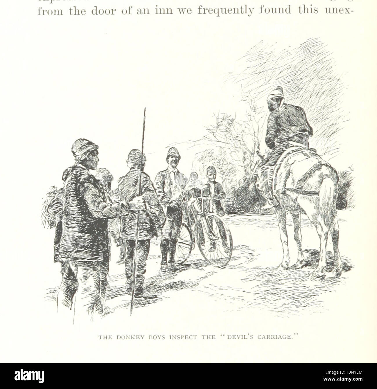 Image tirée de la page 24 de 'Across Asia on a Bicycle', représentant le voyage de deux étudiants américains voyageant à vélo à travers l'Asie de Constantinople à Pékin, illustrant les défis et les paysages rencontrés au cours de l'expédition. Banque D'Images