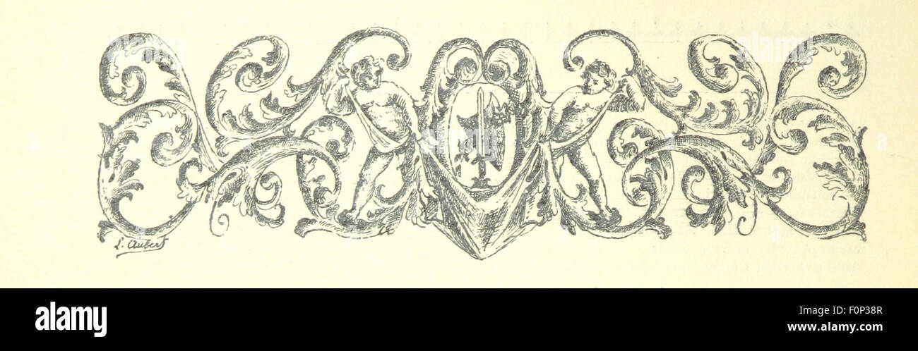 Cette image est tirée de 'histoire de Béarn', une œuvre historique qui comprend des gravures, la vie de Marca, des généalogies, et une bibliographie de ses œuvres. Il offre un aperçu de l'histoire du Béarn en France. Banque D'Images