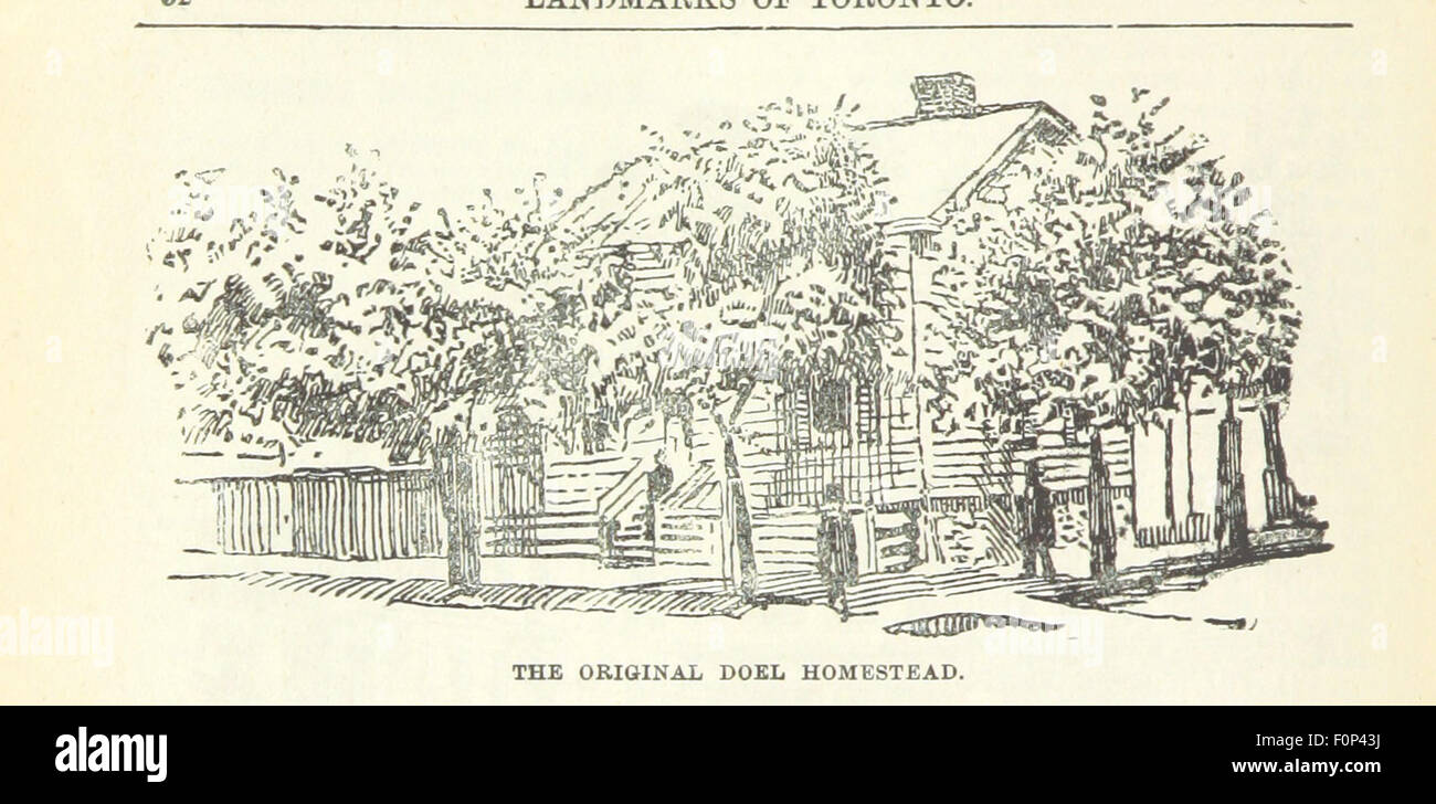 Une image tirée de Robertson's Landmarks of Toronto, une collection historique de croquis détaillant le développement précoce de Toronto depuis ses origines comme ville de York à la fin du XVIIIe siècle jusqu'au début du XXe siècle. Le livre comprend des gravures et des illustrations de la croissance et de la transformation de la ville. Banque D'Images