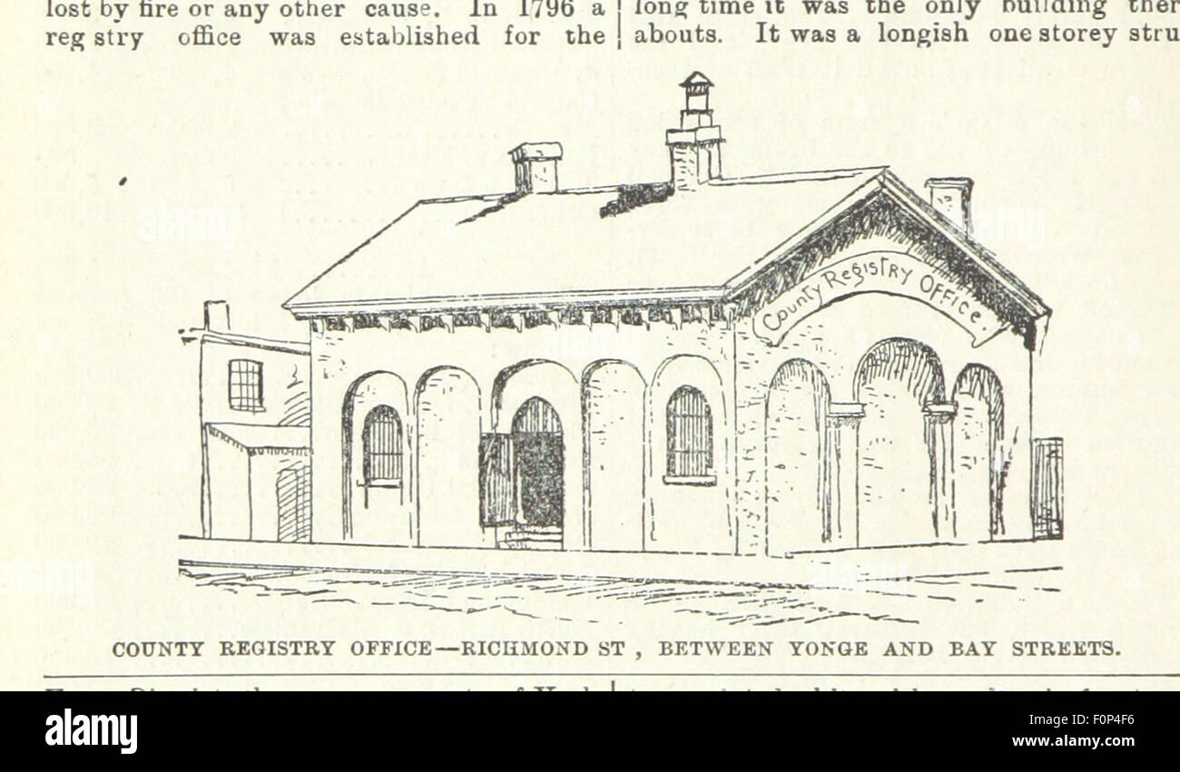 Image de la page 142 de 'Robertson's Landmarks of Toronto', montrant le développement de Toronto de 1792 à 1914. Les gravures fournissent une histoire visuelle de la croissance architecturale et urbaine de la ville au cours de cette période. Banque D'Images