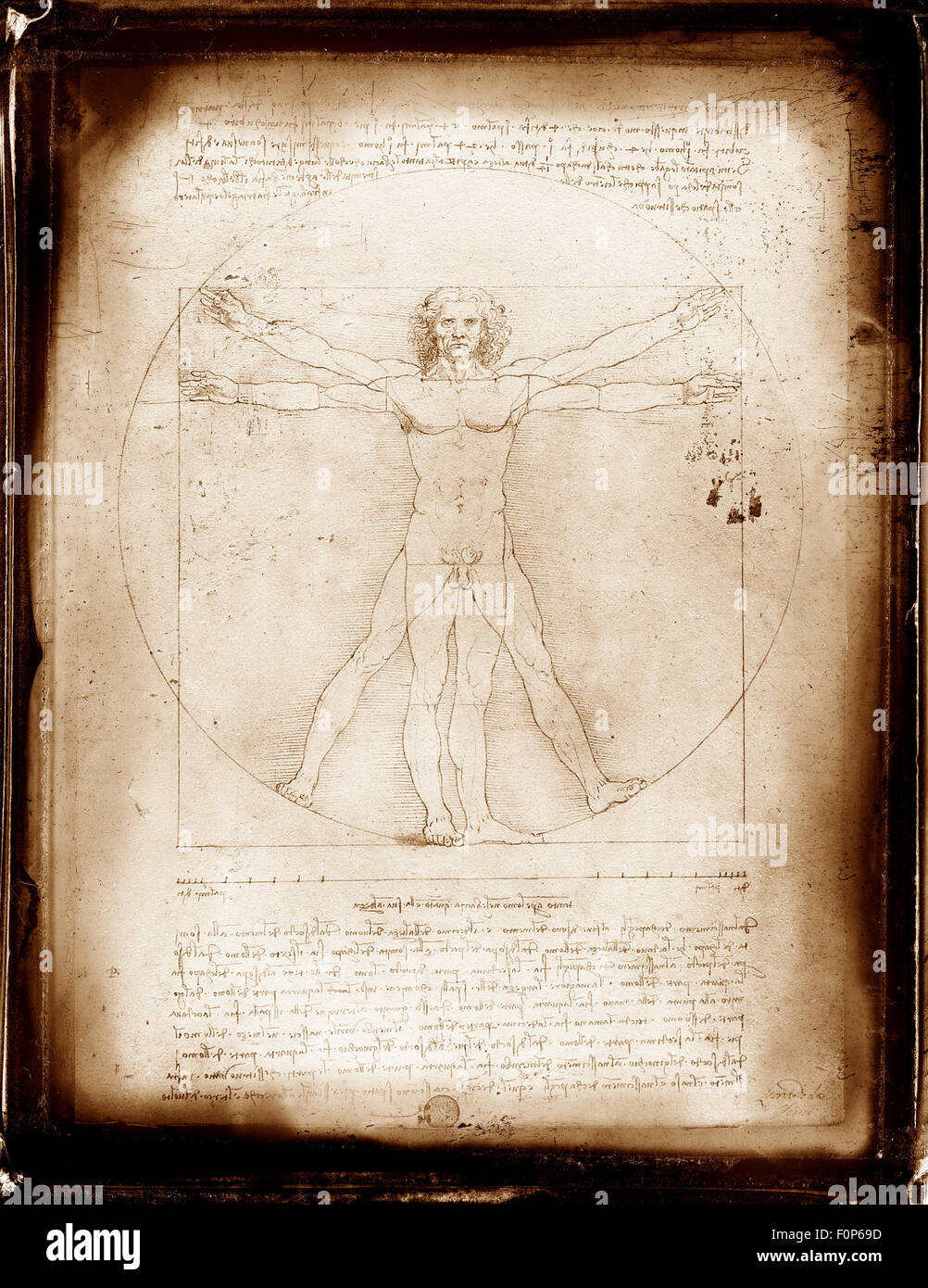 Homme de Vitruve composite avec effet grunge frame photography Banque D'Images