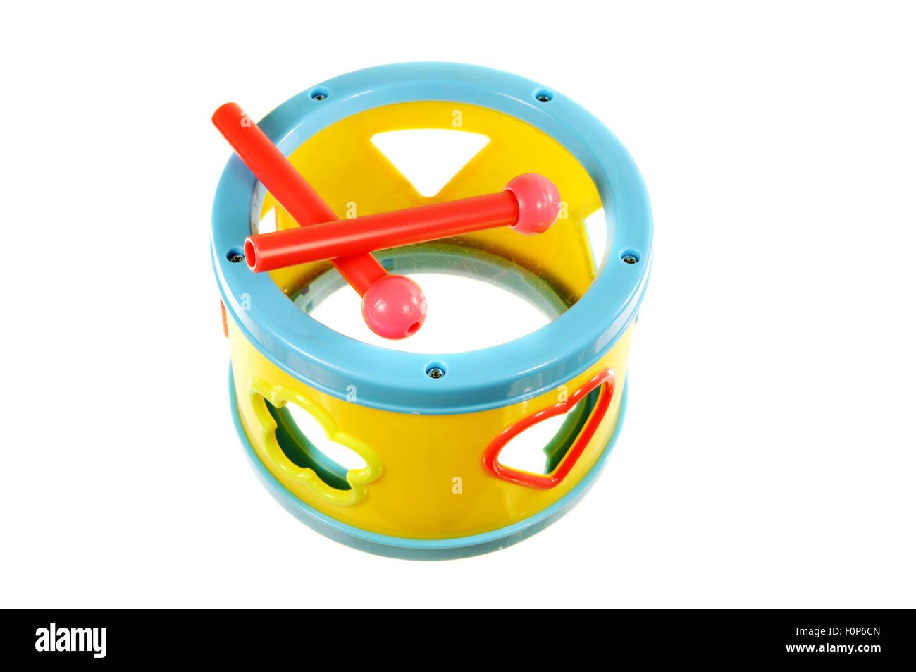 Petit tambour jouet isolé sur fond blanc Banque D'Images
