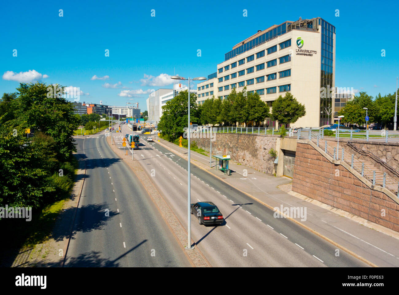 Teollisuuskatu, courir à côté d'Vallilla district, Helsinki, Finlande, Europe Banque D'Images