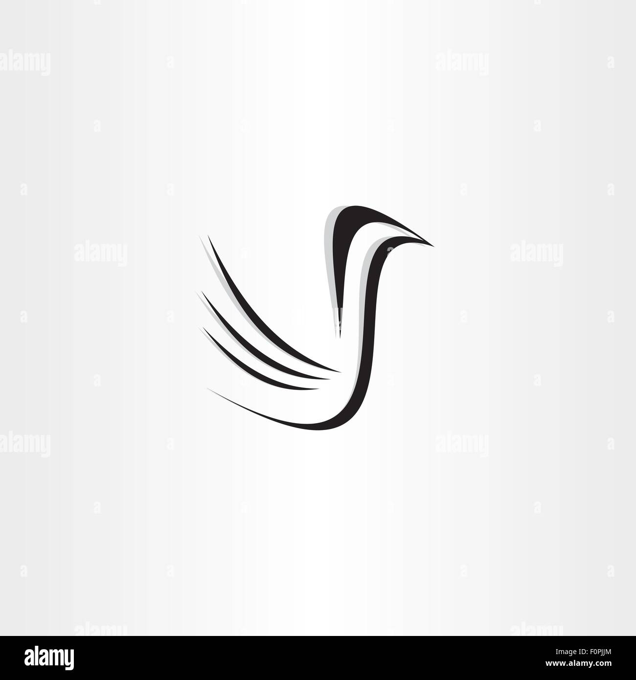 Oiseau noir stylisé icône logo Vector Illustration de Vecteur