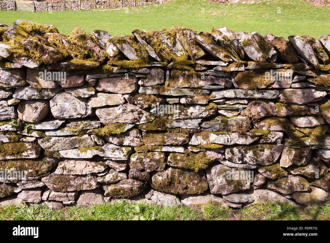 Mur en pierre sèche, Grasmere, Lake District, Cumbria, Angleterre Banque D'Images