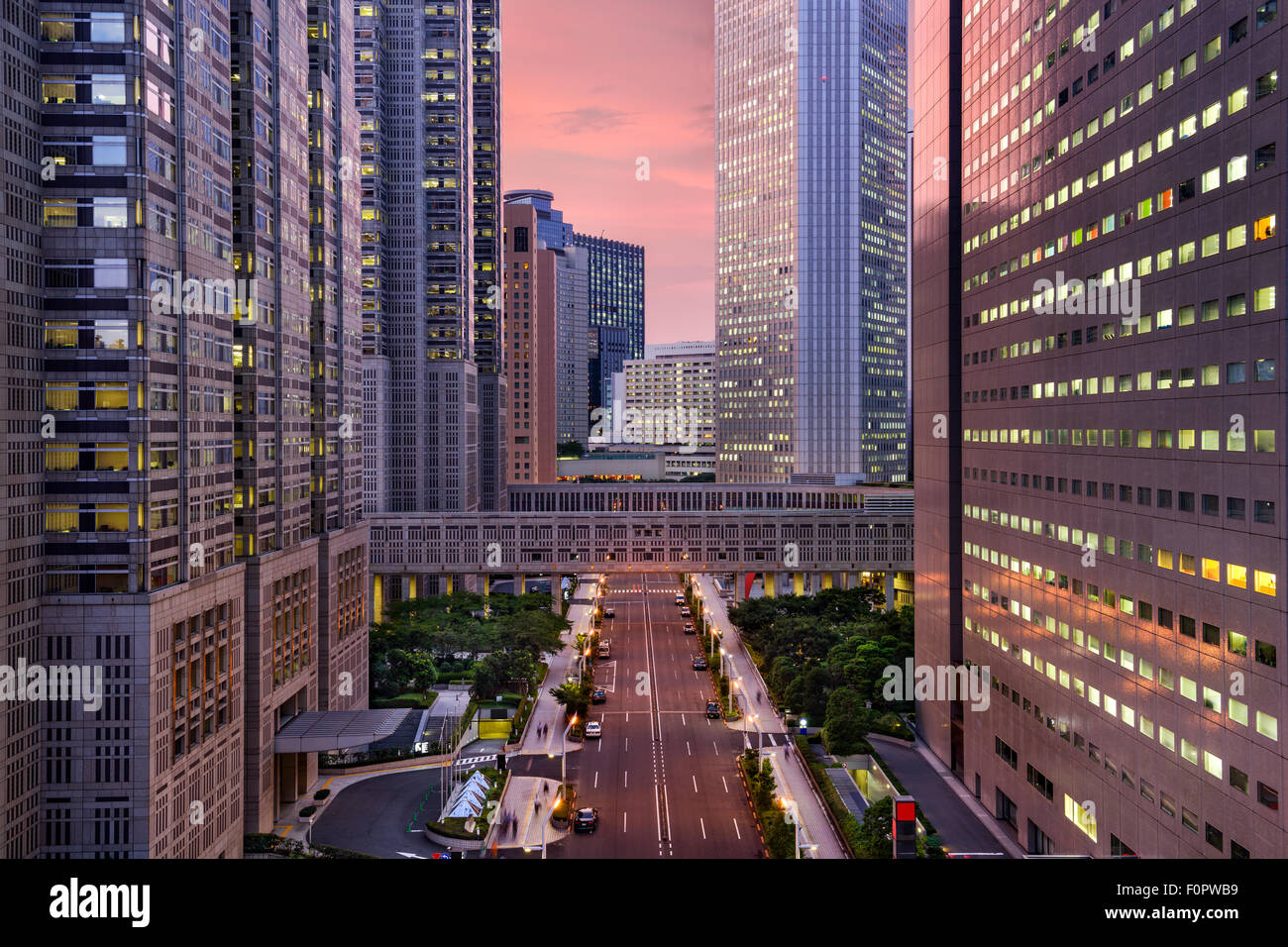 Tokyo, Japon Metropolitan Government Building cityscape in Shinjuku. Banque D'Images