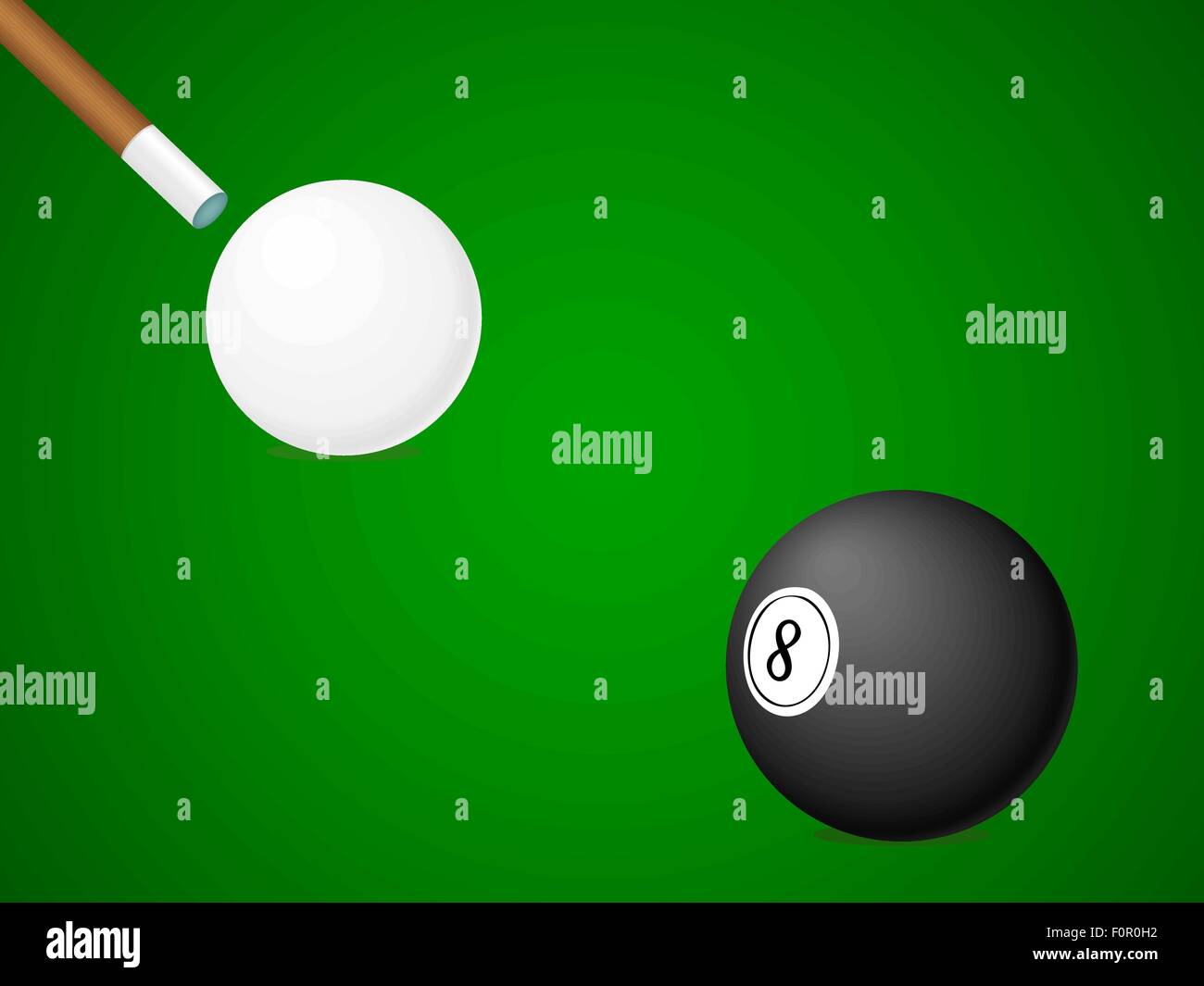 Noir et blanc boule de billard et le bâton. Vector illustration. Illustration de Vecteur