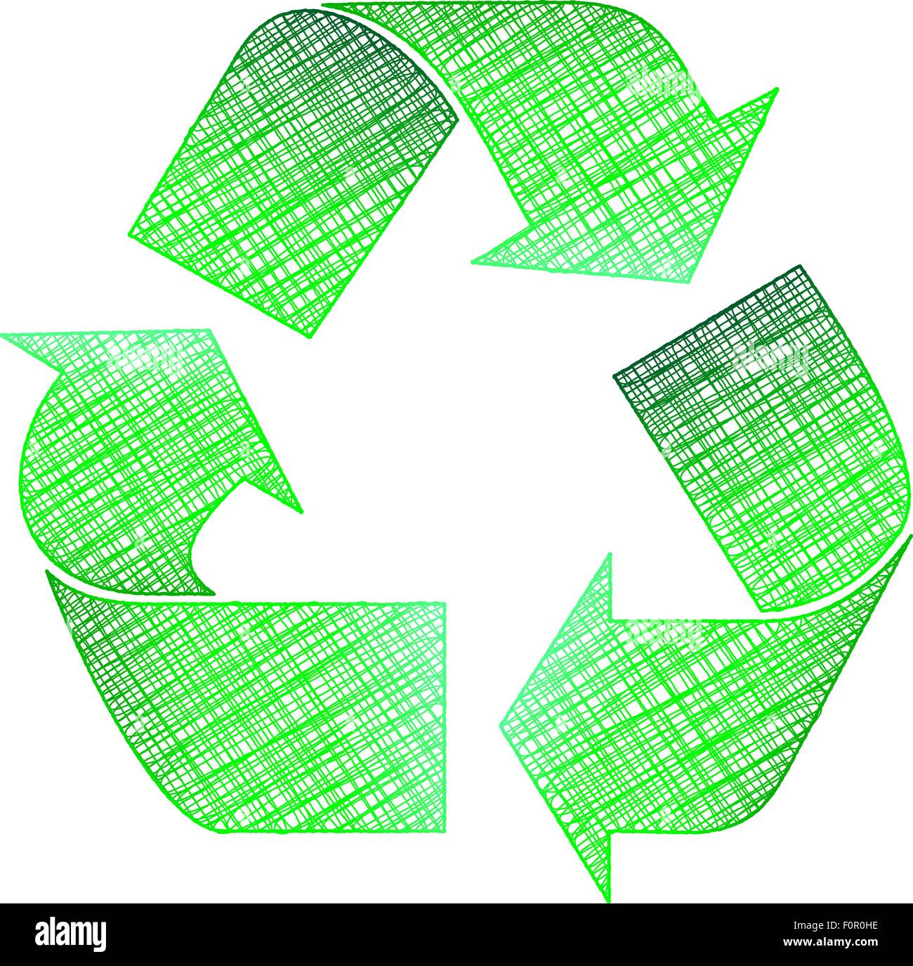 Dessin vert symbole de recyclage sur un fond blanc. Vector illustration. Illustration de Vecteur