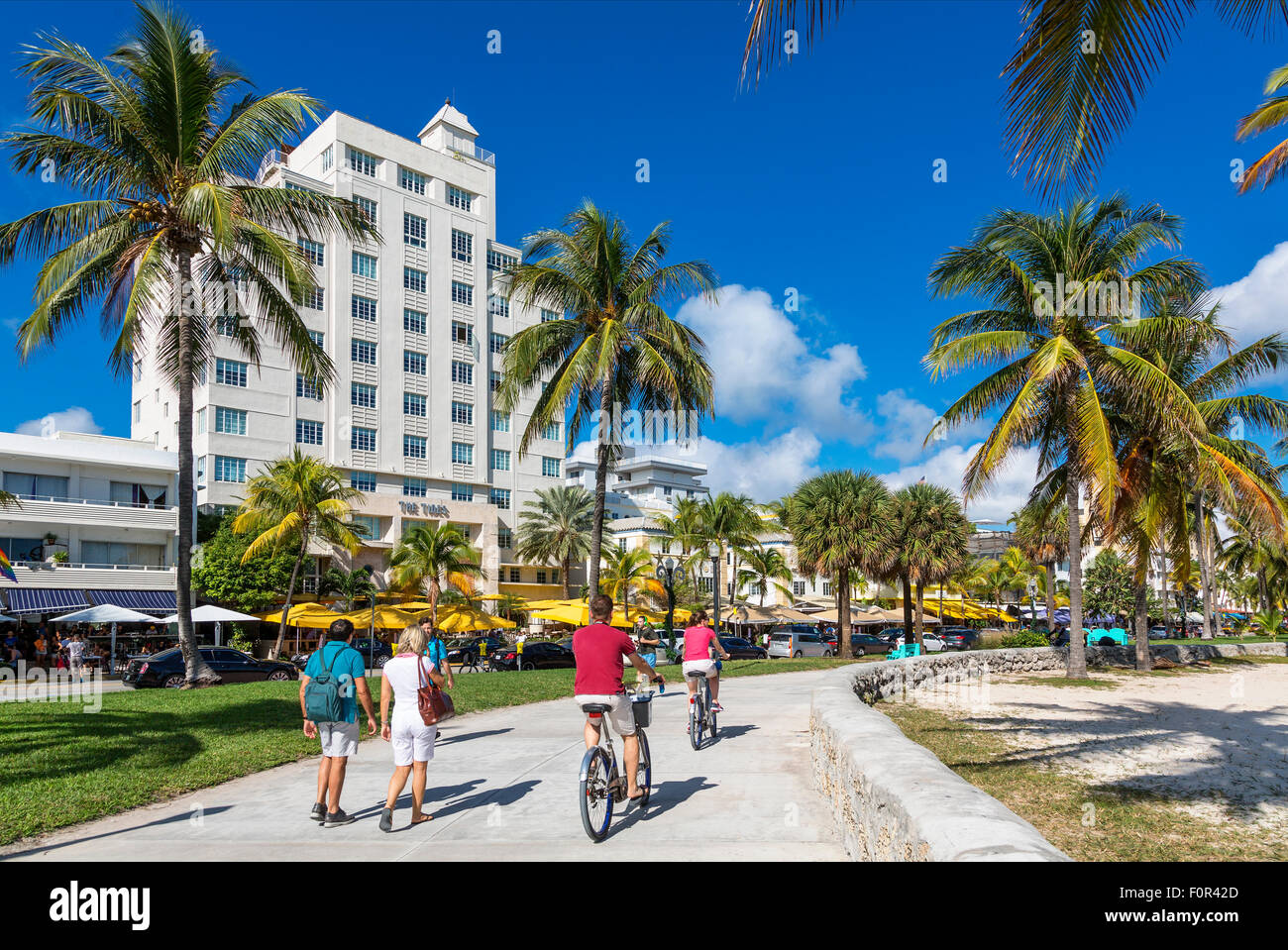 Miami Beach, randonnée à vélo dans le parc Lummus Banque D'Images