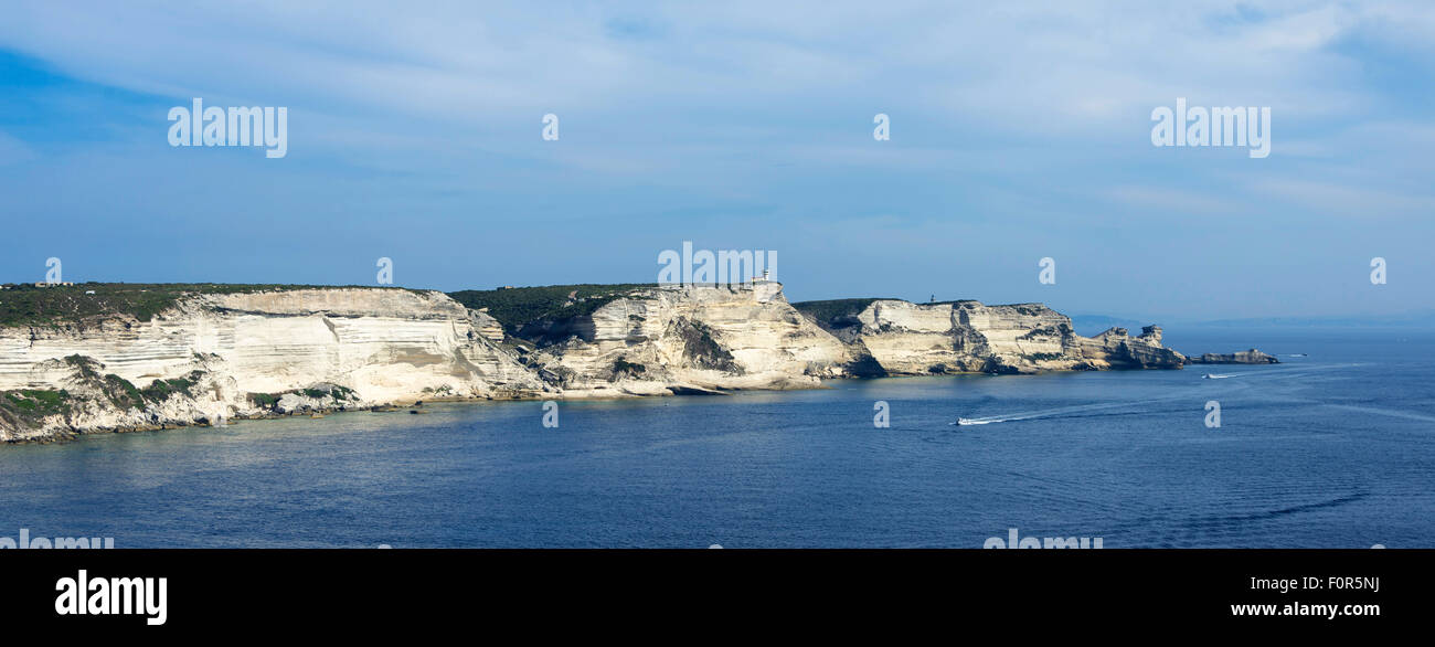 Côte escarpée, falaises de craie, Bonifacio, Corse, France Banque D'Images