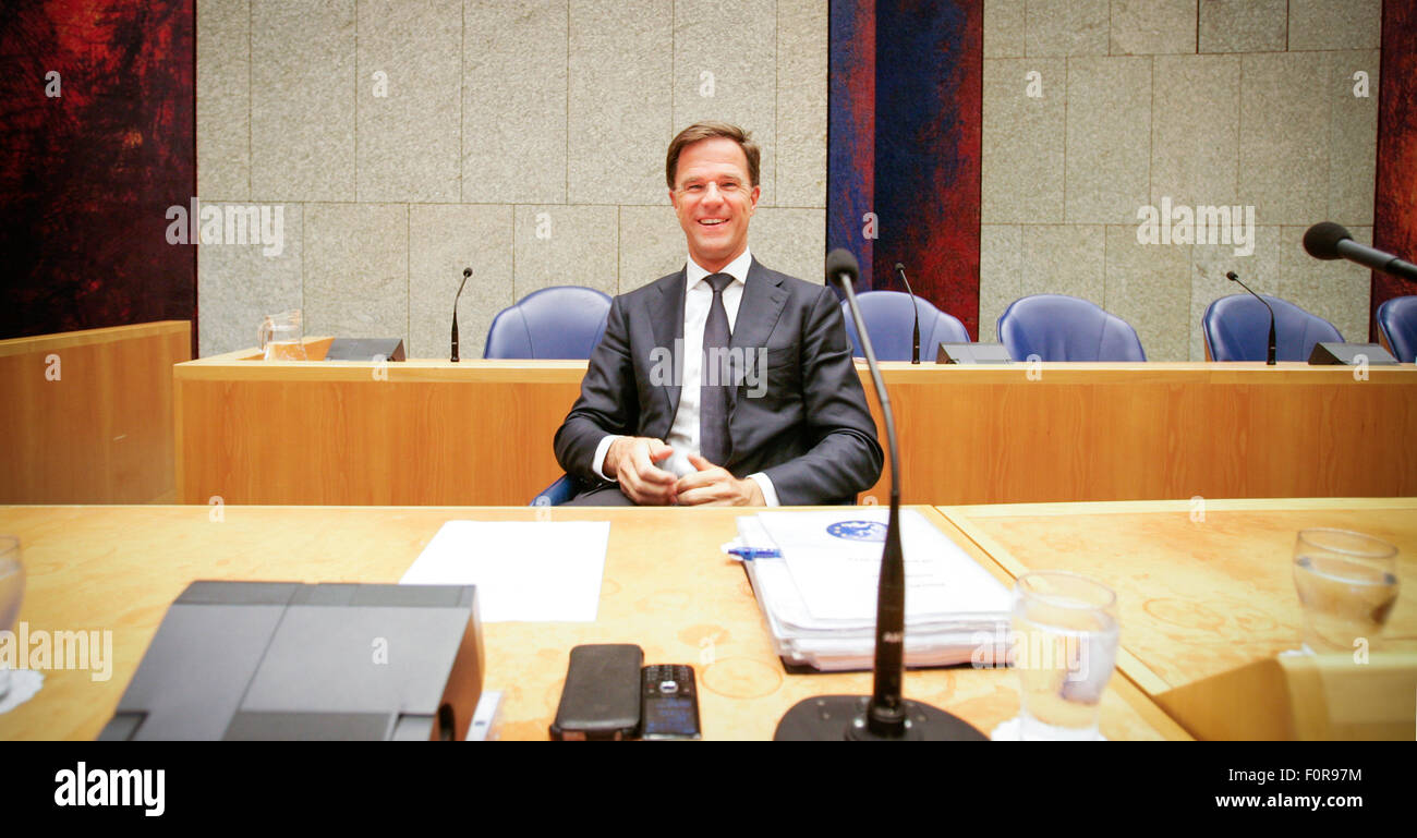 La Haye, Pays-Bas. Août 19, 2015. Le mercredi le parlement néerlandais a été admis au débat sur la contribution du Fonds d'urgence à la Grèce. Paryt de droite Geert Wilders leader accuse le gouvernement actuel d'misallocating fonds et lancé un vote de défiance contre le premier ministre Rutter et son cabinet. Le débat a eu plus de six heures mais avec une petite minorité la motion de censure a été rejetée. © Copyright Jaap Arriens/Alamy vivre Banque D'Images