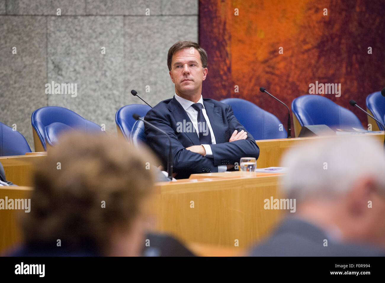 La Haye, Pays-Bas. Août 19, 2015. Le mercredi le parlement néerlandais a été admis au débat sur la contribution du Fonds d'urgence à la Grèce. Paryt de droite Geert Wilders leader accuse le gouvernement actuel d'misallocating fonds et lancé un vote de défiance contre le premier ministre Rutter et son cabinet. Le débat a eu plus de six heures mais avec une petite minorité la motion de censure a été rejetée. © Copyright Jaap Arriens/Alamy vivre Banque D'Images