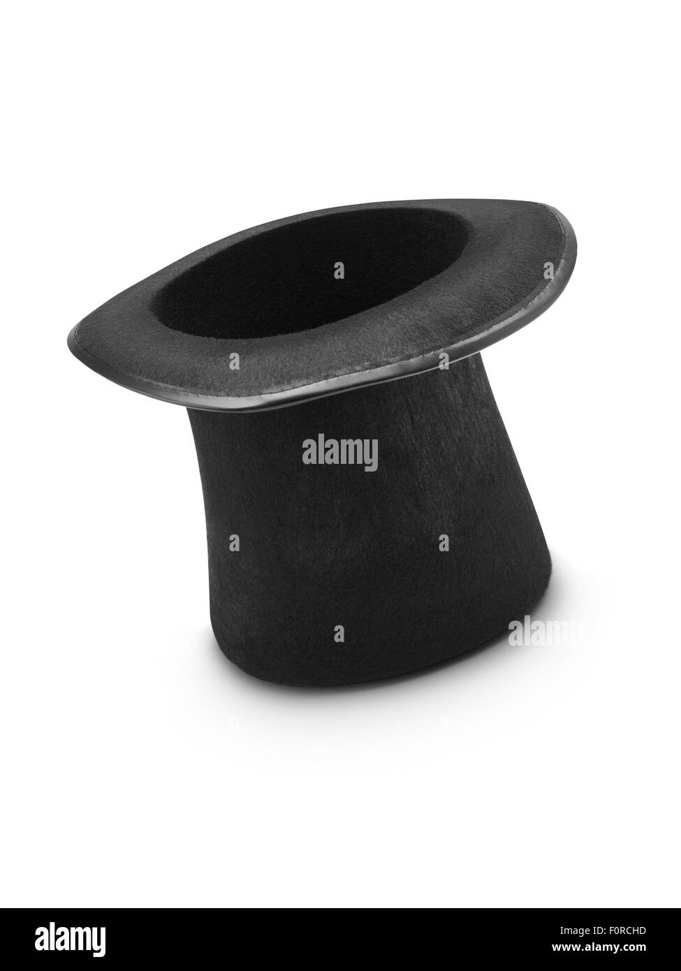 Un angle de magiciens top hat avec l'intérieur visible pour un objet peut être ajoutée à la pic. Découper et isolé sur un Banque D'Images