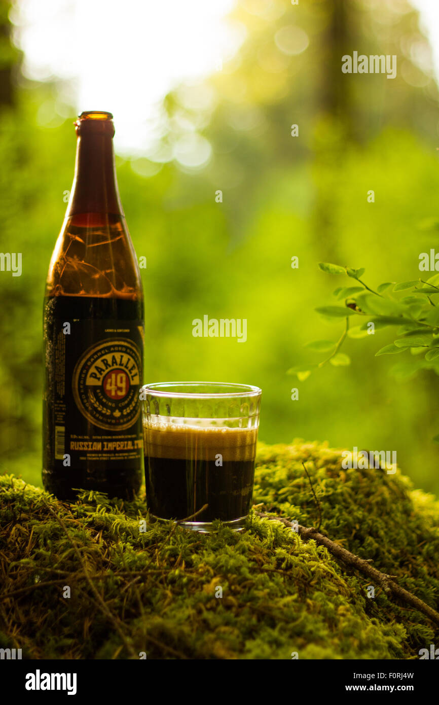 Le baril de l'imperial stout de Parallel 49 Brewing Co. Banque D'Images